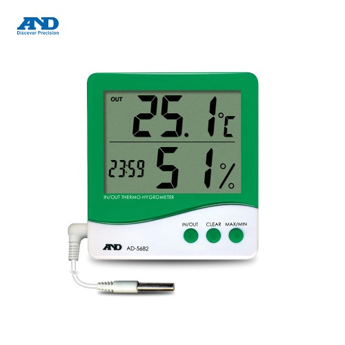 AND 디지털 시계 온습도계 AD-5682 온도 습도 시간 측정 벽걸이