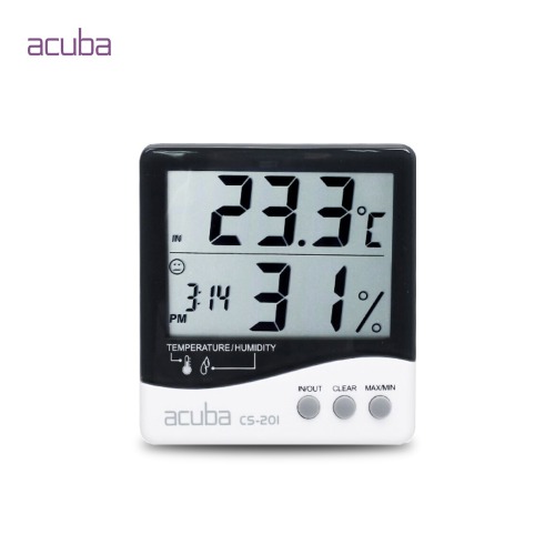 아쿠바 디지털 온습도계 CS-201 시계기능 외부센서포함